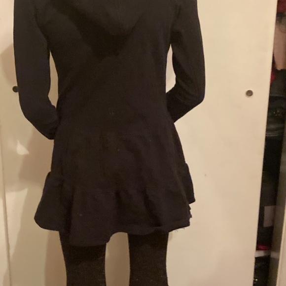 Disney Tinker Bell Black Button Hood Sweater Dress top Glitter 7 / 8 Girls - Picture 3 of 12